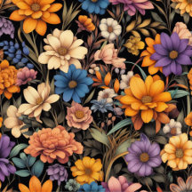 floral pattern radiant bloom black