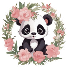 Adorable Baby Panda Bear with Flowers Collection