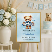 It's a Boy Teddy Bear Baby Shower Welcome #130B