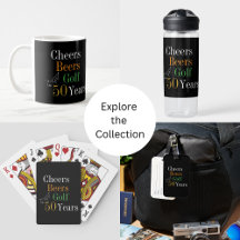 50th Birthday Golf Cheers Beers Black Gold Gifts