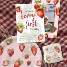 Berry First Cute Strawberry 1st Birthday Suite