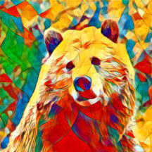 Watercolor Theme Colorful Digital Bear Design