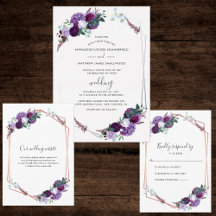 Purple Floral Modern Wedding Invitation Collection