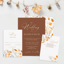 Terracotta Modern Script Elegant Fall Wedding Set