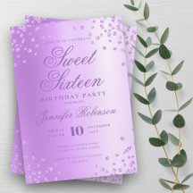 2024 Purple Sweet 16 Invitations 