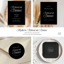 Modern Black Wedding Rehearsal Dinner 