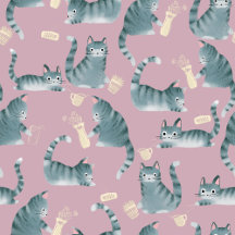 Bad Grey Tabby Cats Knocking Stuff Over Pattern