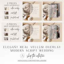Elegant Real Vellum Overlay Modern Script Wedding