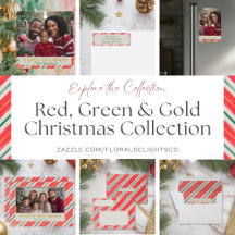 Red, Green and Gold Stripe Christmas Collection 