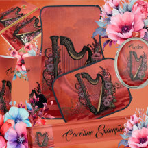 Wonderful harp with colorful flowers.