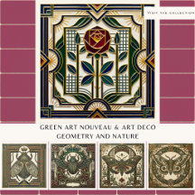 Green Art Nouveau & Art Deco Geometry and Nature