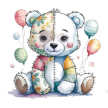 Teddy Bear Sewn Floral Patchwork Girl Baby Shower