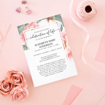 Elegant Memorial Pink Watercolor Floral Funeral