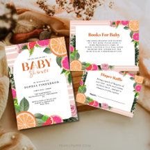 Watercolor citrus fruits cute minimal baby shower