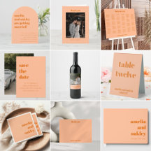 Bold Minimalist Peach and Orange Wedding Suite