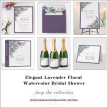 Elegant Lavender Floral Watercolor Bridal Shower