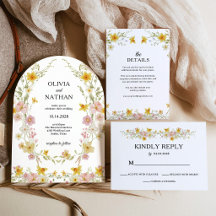 Wildflower Wedding | Yellow and Pink Watercolor