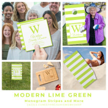 Modern Lime Green - Monogram Stripes and More