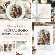Neutral Boho Happy Holidays Christmas Collection