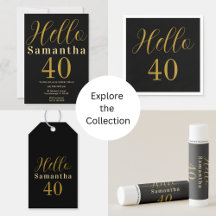40th Birthday Hello 40 Black Gold Party Supplies