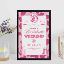 Pink Retro Disco Cowgirl Bachelorette Party 