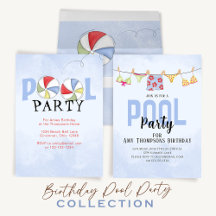 Birthday Summer Pool Party Whimsical 
