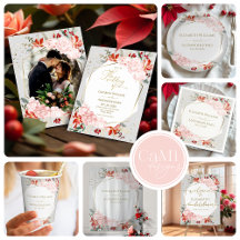 Gilded Watercolor Floral Winter Wedding Collection