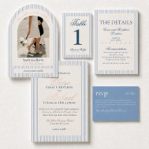 Elegant Old Money Script Thin Stripe Wedding Suite