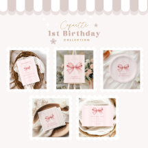 Pink Bow Fancy ONE Girl 1st Birthday 