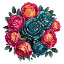 Teal Red And Orange Peony Bouquet Wedding Suite