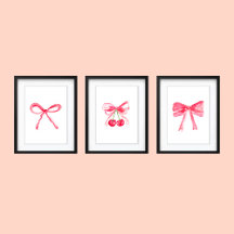 Aesthetic Pink Bow Coquette watercolor collection