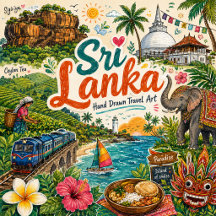 Hand Drawn Sri Lanka Travel Art