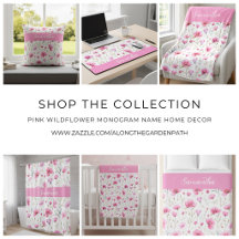Pink Wildflower Monogram Name Home Decor