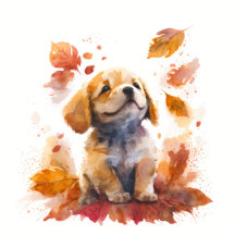 Fall Watercolor Puppy - Kids Birthday Party