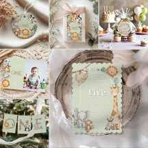 GREEN Birthday Tropical Safari Animals