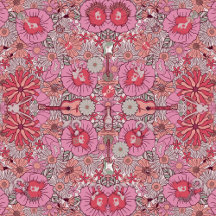 1960 Groovy Pink Vintage White Rabbit Daisy Floral