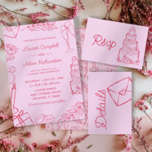 Whimsical Pink Hand-Drawn Wedding Collection