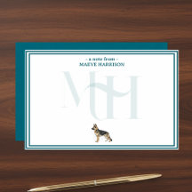 German Shepherd Personalized Monogram Stationery