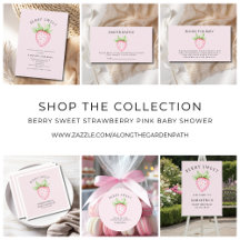 Berry Sweet Strawberry Pink Watercolor Baby Shower