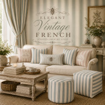 Elegant Vintage French Striped  Country Style