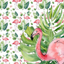  Flamingo and Tropical Leaves pattern