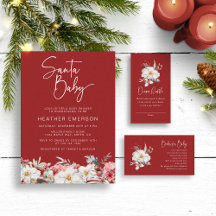 Elegant Botanical Christmas Holiday Baby Shower