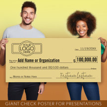 Big Blank Check for Donations and Awards