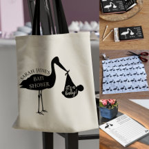 Black and White Stork Baby Shower