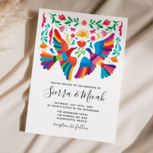 Vibrant Colorful Mexican Inspired Birds and Floral