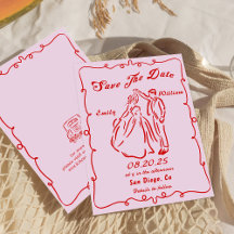 Pink Whimsical Hand Drawn Wedding
