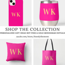 Minimal Modern Monogram Initials Hot Pink