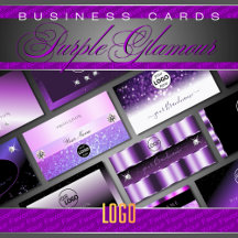 Business Cards Logo Purple Luxe Glam Glitter