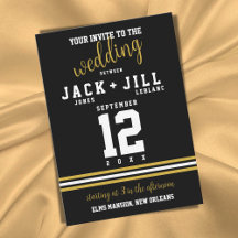 Modern Black Gold White Sporty Wedding