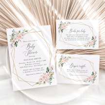 Pink Watercolor Flowers Baby Shower Collection